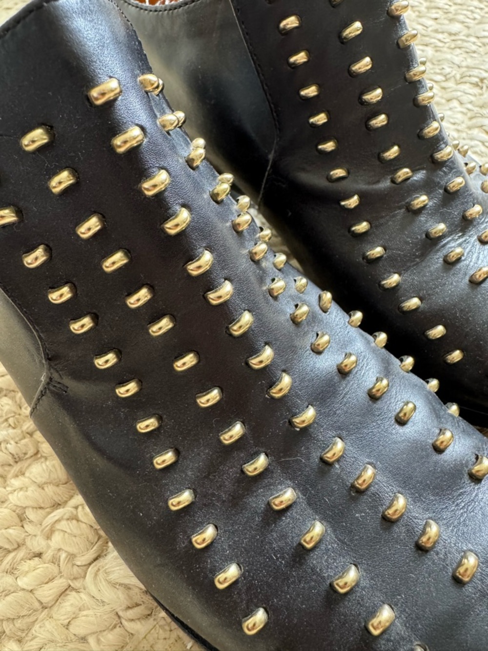 Vince Camuto Signature Black Leather Studded Western Ankle Boots $350 premium - Picture 4 of 6